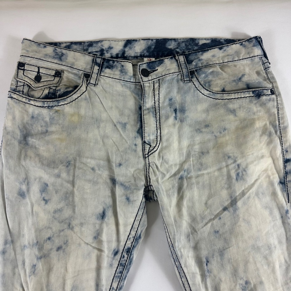True Religion Mens Size 42 Jeans Acid Wash Denim‎ Straight Leg Pants - Picture 5 of 16